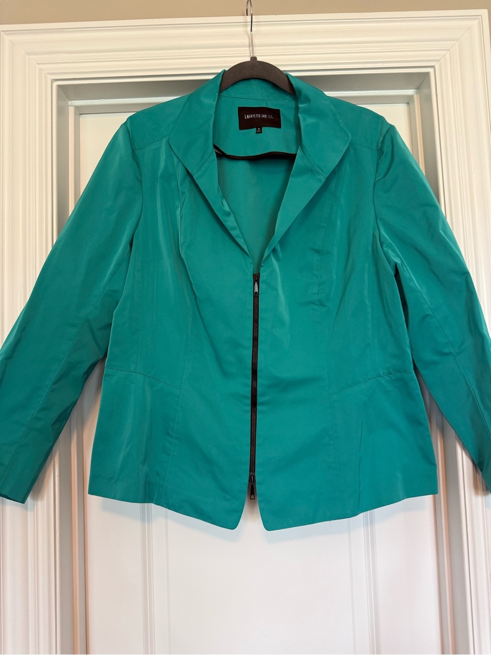 Lafayette 148 New York Teal Zip-Front Blazer